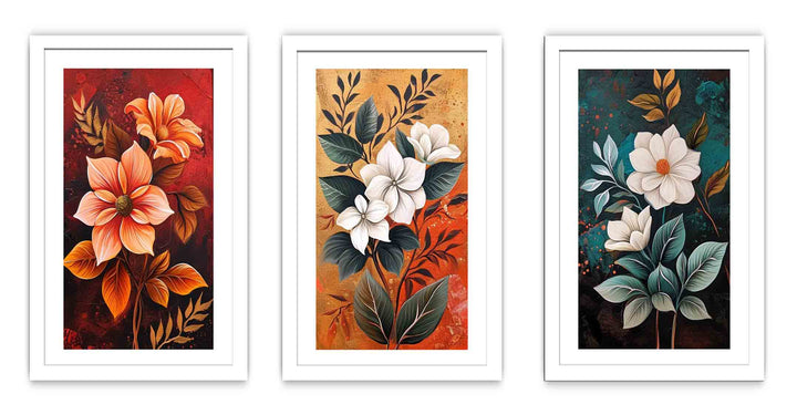 3 Panel Flower Painting Set