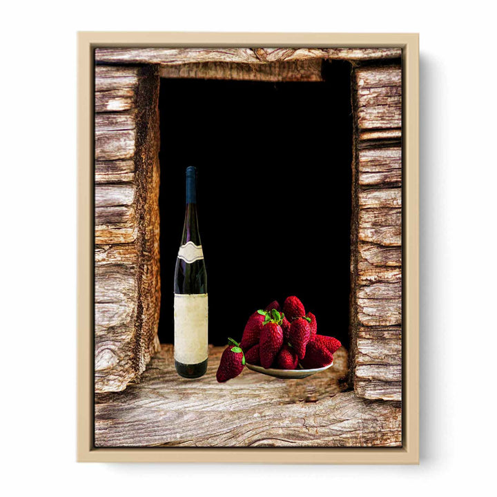 Wine and Strawberry Still Life Painitng 
