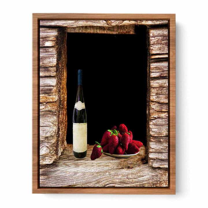 Wine and Strawberry Still Life Painitng 