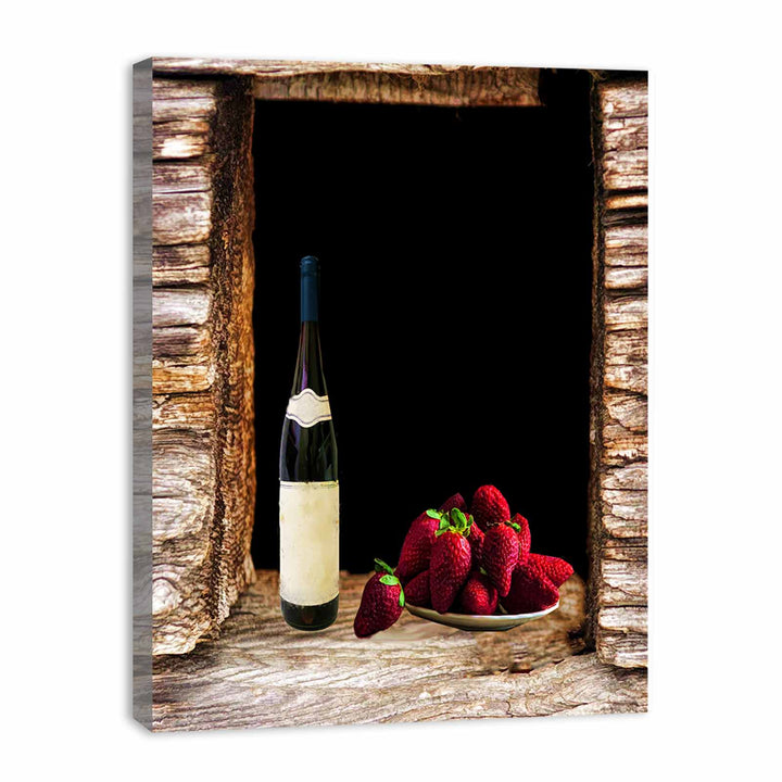 Wine and Strawberry Still Life Painitng 