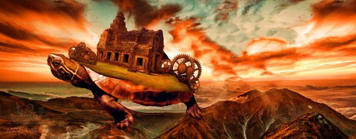 Vintage Turtle Panorama Painting 