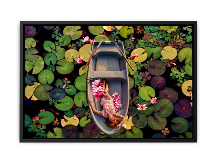 Lily Flower Boat Art Painting 