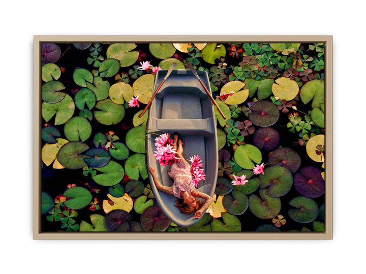 Lily Flower Boat Art Painting 