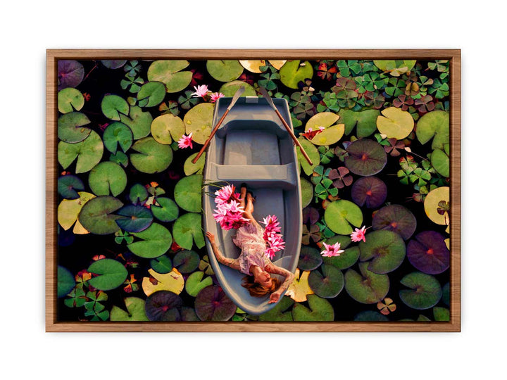 Lily Flower Boat Art Painting 