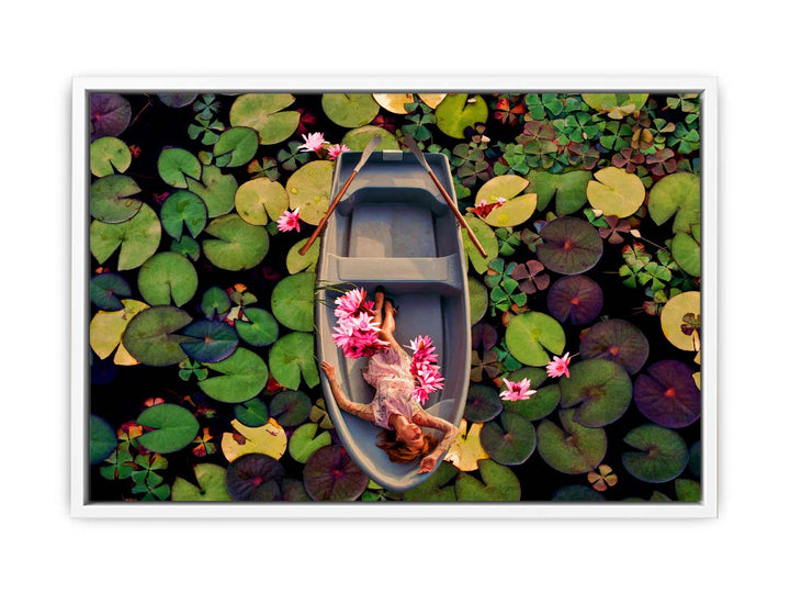 Lily Flower Boat Art Painting 