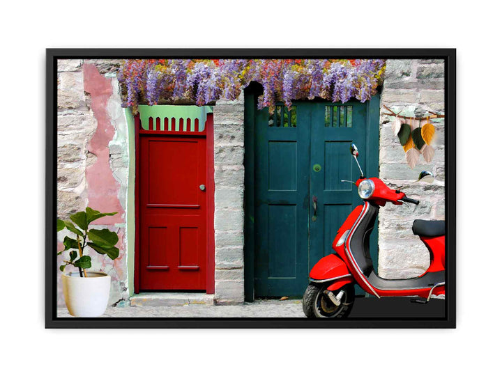 Vintage Vespa at Door Painting 