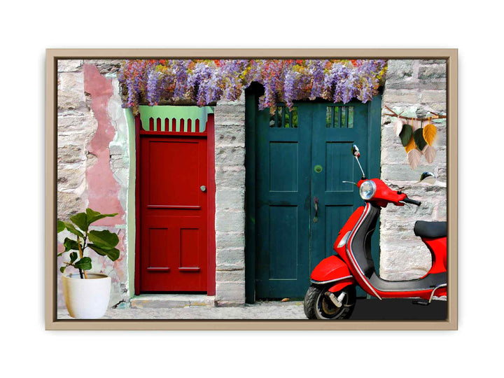 Vintage Vespa at Door Painting 