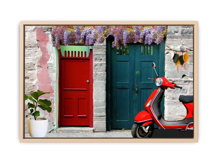 Vintage Vespa at Door Painting 