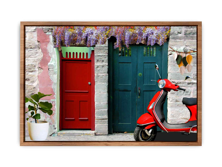 Vintage Vespa at Door Painting 
