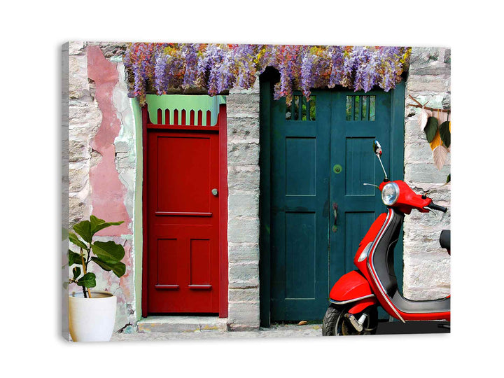 Vintage Vespa at Door Painting 