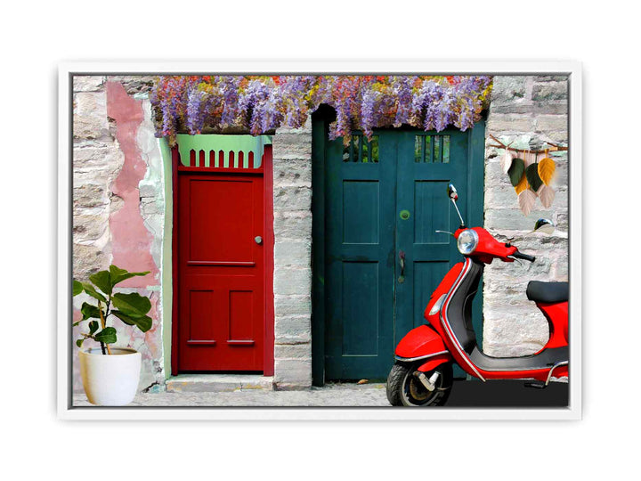 Vintage Vespa at Door Painting 