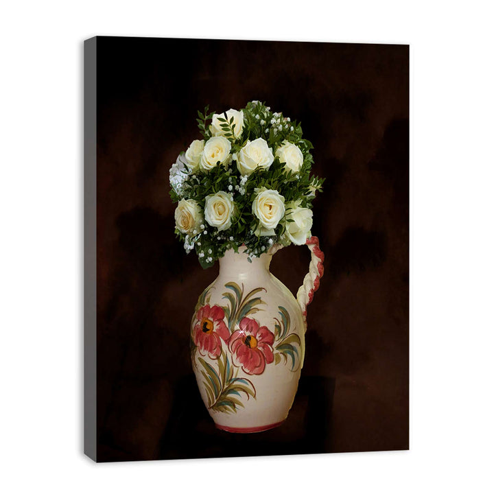 White Rose Flowers Painting 