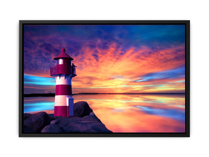 Red And White Lighthouse Painting 
