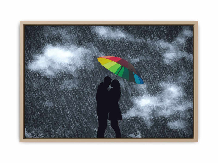 Love in Rain Couple Umbrella Painting 