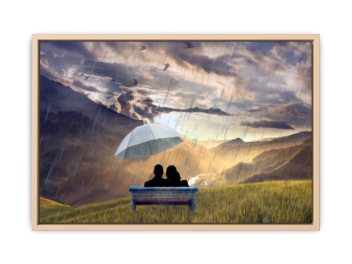 Love in Rain  Couple Painting 