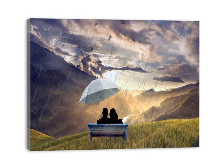 Love in Rain  Couple Painting 