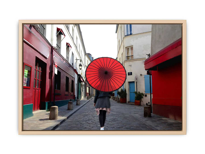 Women Red Umbrella Painting 
