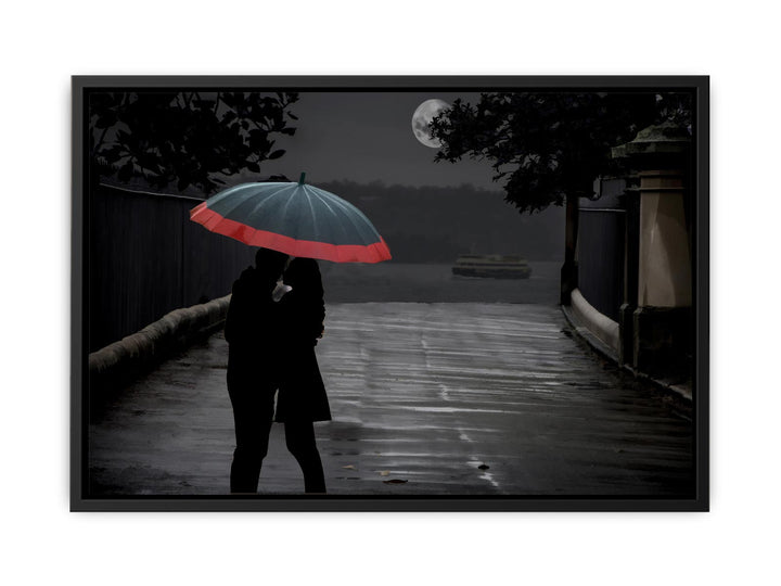 Grey Couple Umbrella Painting 