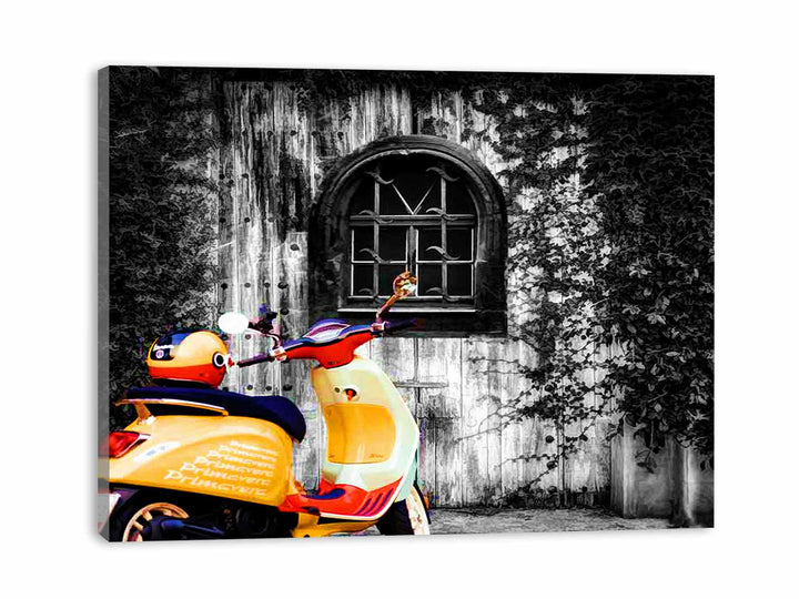 Vespa at Door Painitng 