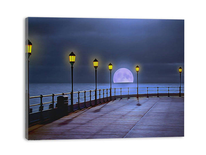 Beach Side Moon Walk Painting 