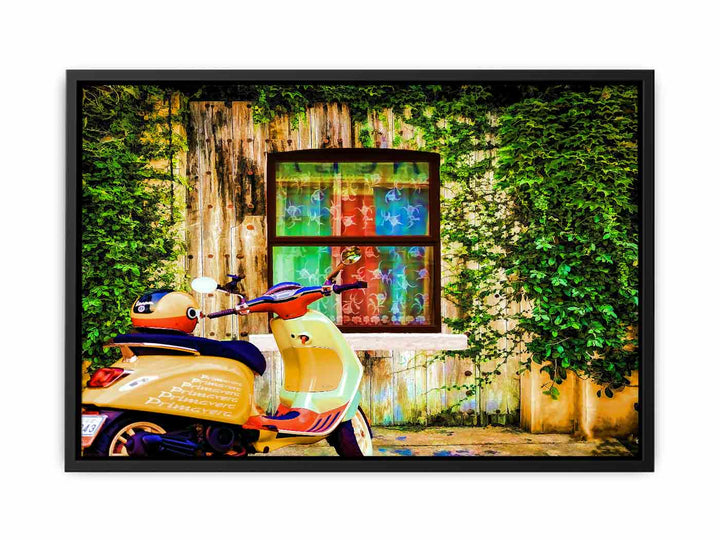 Colorful Vespa at Door Painitng 