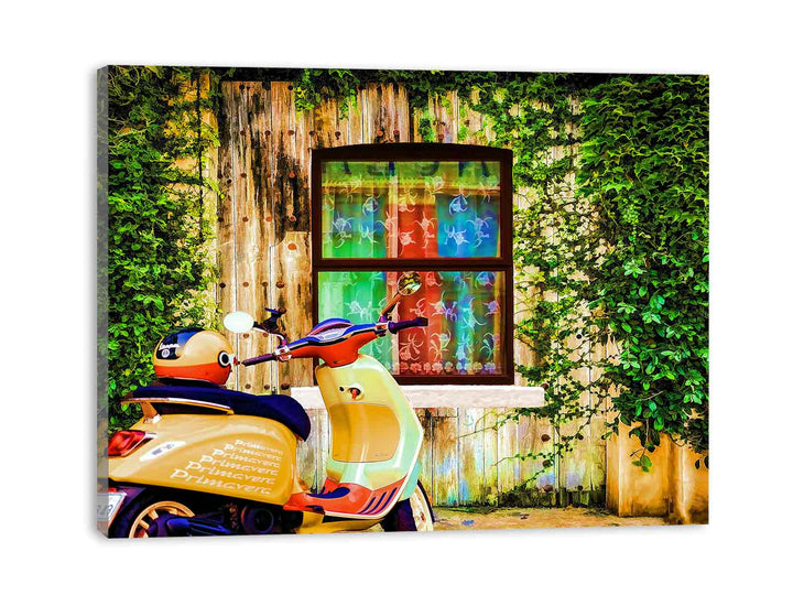 Colorful Vespa at Door Painitng 