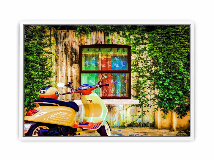 Colorful Vespa at Door Painitng 