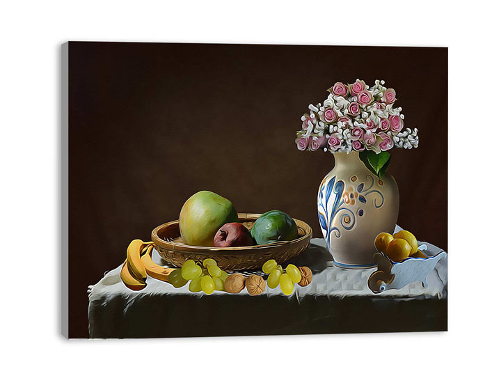Fruit And Flower Still Life Painting 