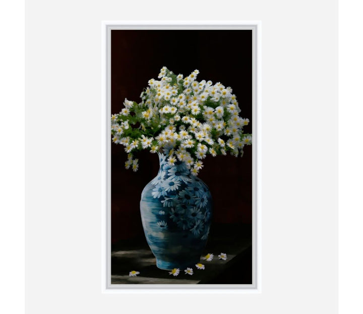 White Yellow Flower Still Life Painting 