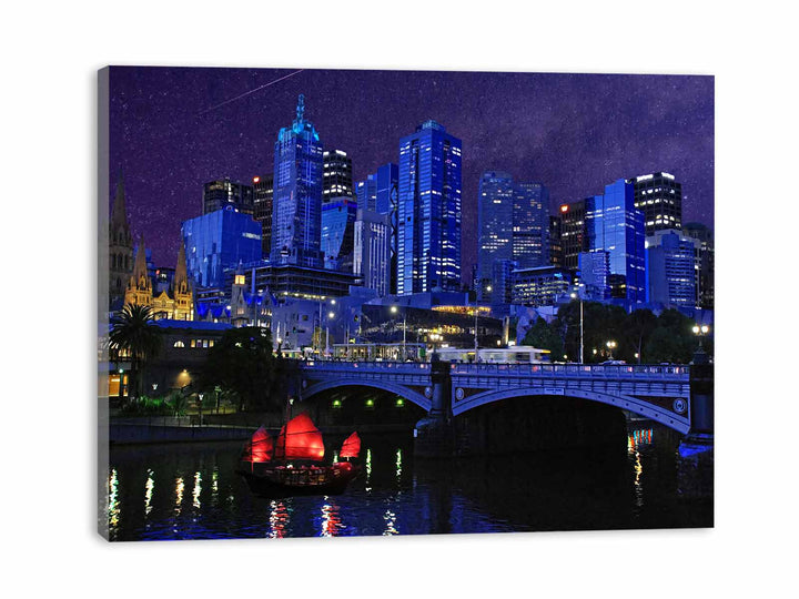 Melbourne Night Veiw  Painting 