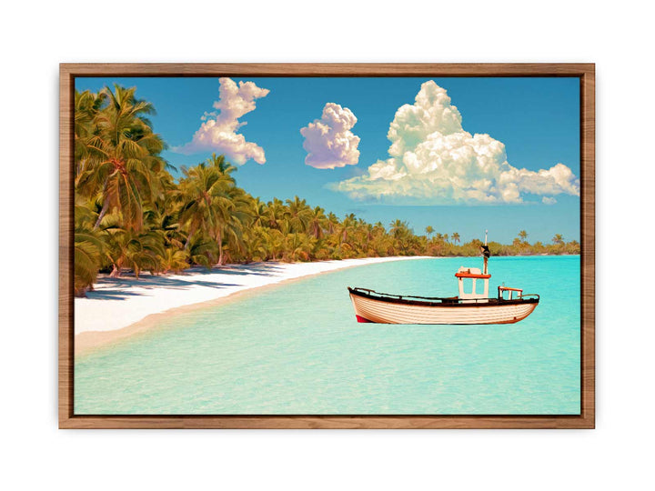 Coconut Trees and Boat Painting 