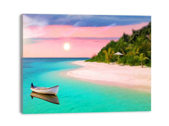 Sun Fishing Boat Painting 