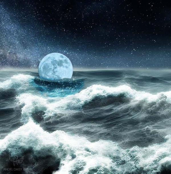 Moon & Sea  Storm Painting