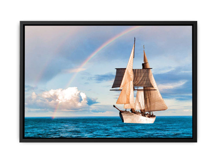 Sailing Ship Rainbow Painting 
