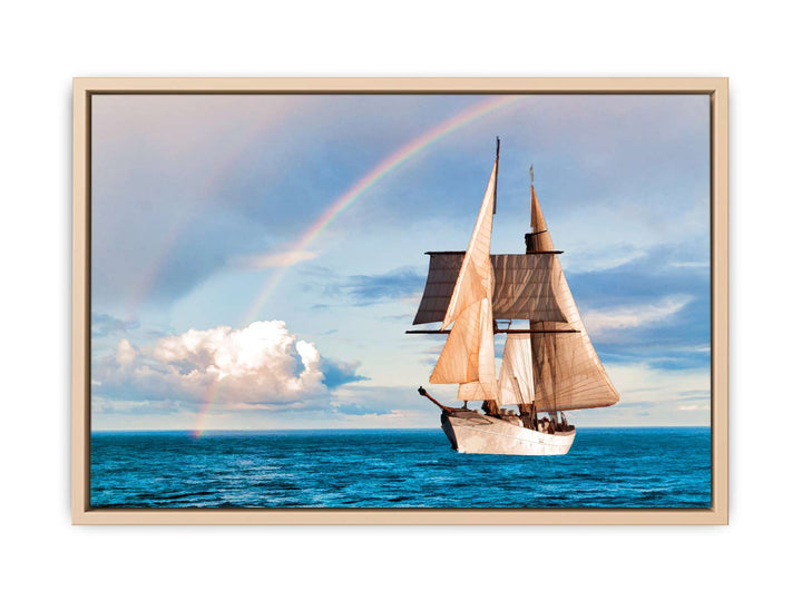Sailing Ship Rainbow Painting 