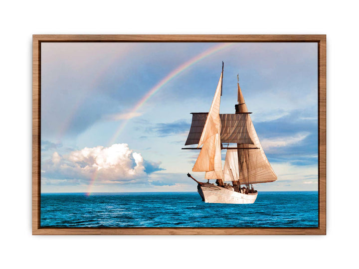 Sailing Ship Rainbow Painting 