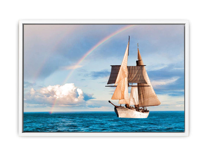 Sailing Ship Rainbow Painting 