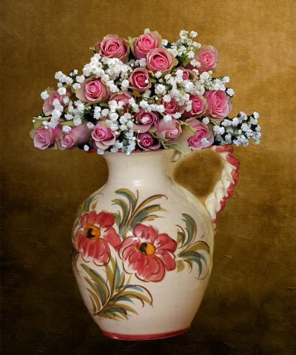 Pink Flower Vase Painting-1
