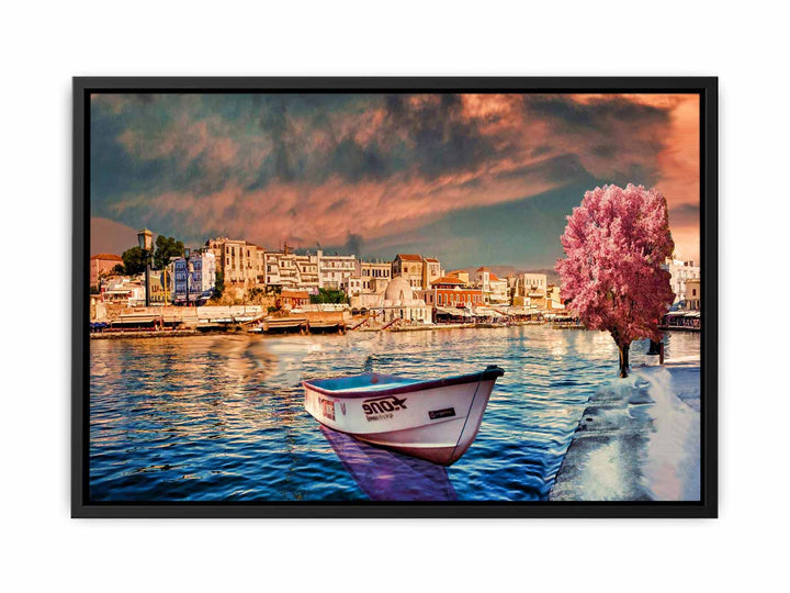 Pink Tree  Boat Painting 