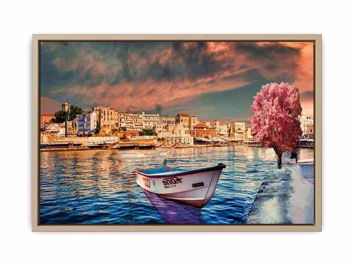 Pink Tree  Boat Painting 