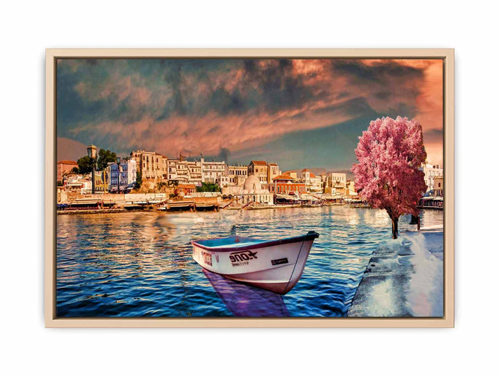 Pink Tree  Boat Painting 