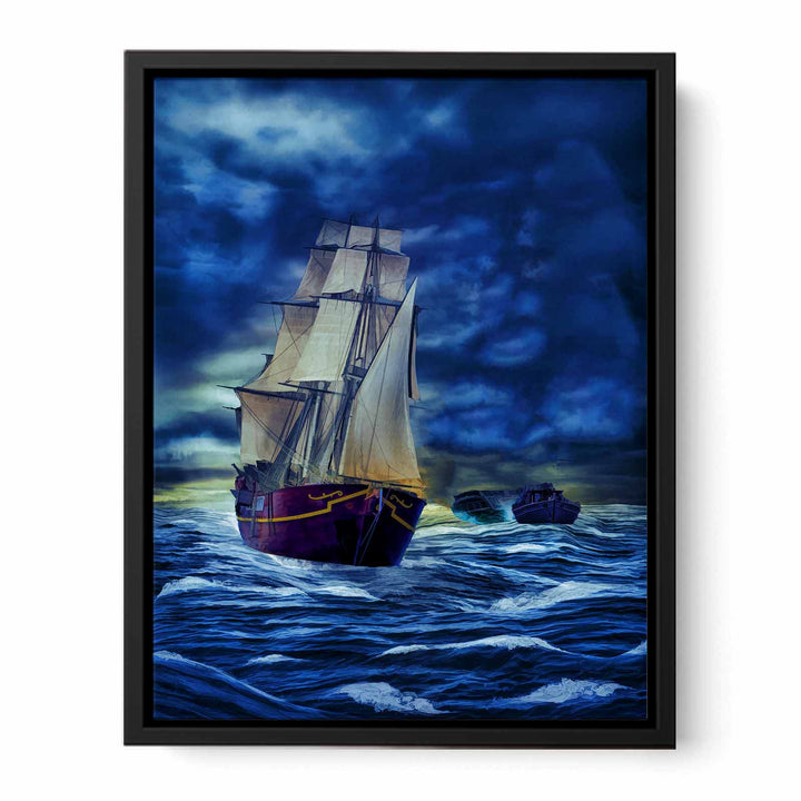 Sailing Ship in Storm Painting 