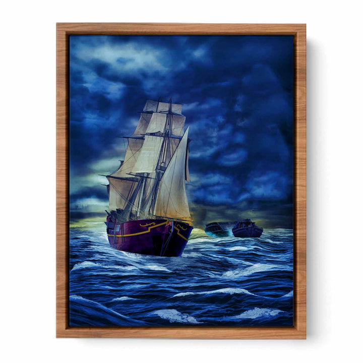 Sailing Ship in Storm Painting 