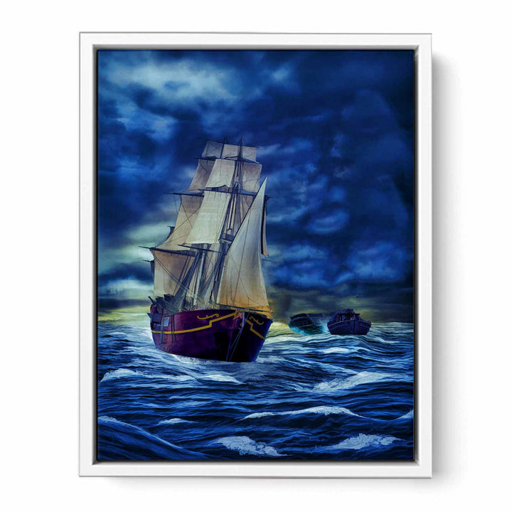 Sailing Ship in Storm Painting 