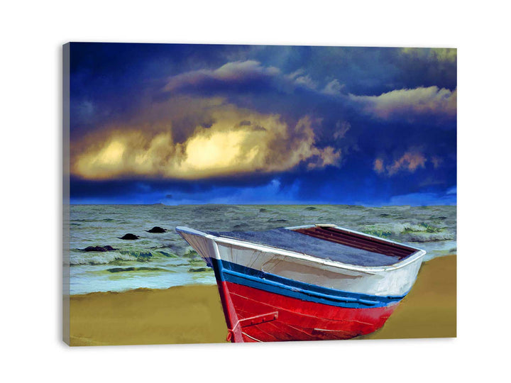 Colorful Boat Beach Painting 