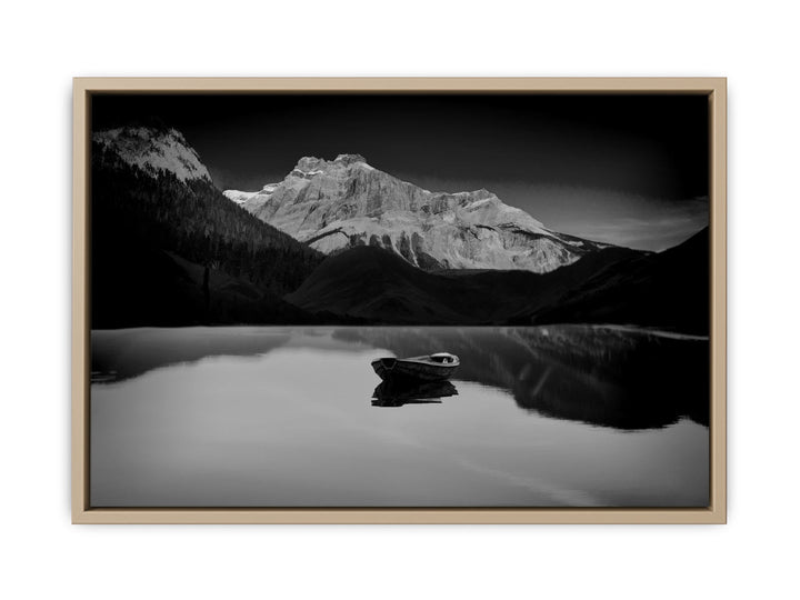 Black and White lake and Boat Painting 