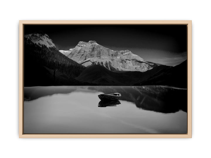 Black and White lake and Boat Painting 