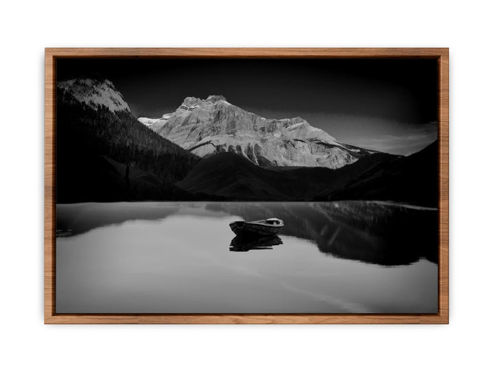Black and White lake and Boat Painting 