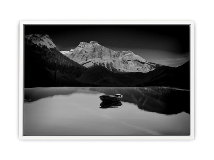 Black and White lake and Boat Painting 