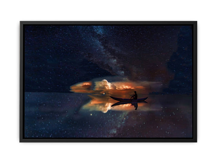 Man Boat  Galaxy Universe Painting 